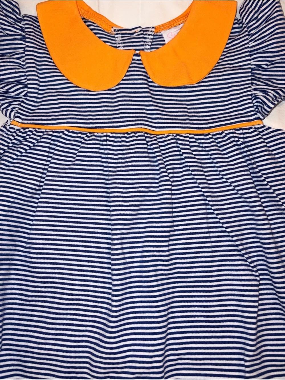 Stitchy Fish Pippa navy stripe top & ruffle short set sz 3T NWT